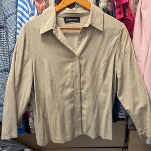 Vintage Sag Harbor Women's Taupe Button-Down Shirt